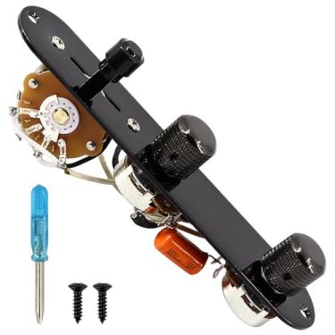 Imagem de Domofa Placa de controle de guitarra carregada para guitarra elétrica Telecaster, interruptor de 3 vias, botão de volume de tom de potenciômetros de 500 K com chicote de fios (preto)