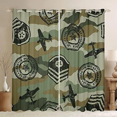 Imagem de Cortinas de janela de avião camufladas para quarto, sala de estar, camuflagem, avião, decoração, cortinas de janela para adolescentes, meninos, aviões militares, tratamentos de janela, novidade verde