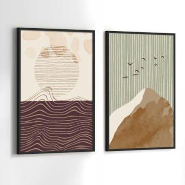 Imagem de Conjunto Quadros Decorativos com Moldura Arte Minimalista Terracota Ki