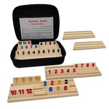 Imagem de Conjunto de jogos Rummy Cube para 6 jogadores com prateleiras e estojo