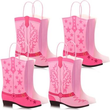 Imagem de Sacos de papel Mooliwe Cowboy Cowgirl Boots Western Theme 16 unidades