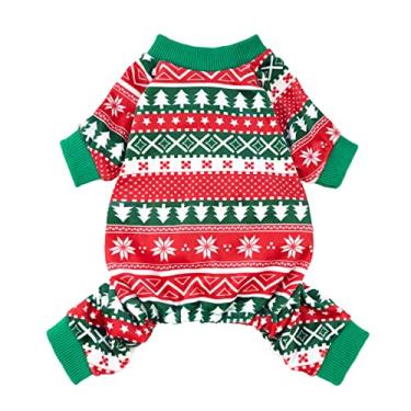 Imagem de Fitwarm Roupa de Natal para cães, pijamas para cães, roupas de inverno para cães pequenos, meninos e meninas, suéter feio para animais de estimação, fantasia de gato, vermelho, verde, 2GG