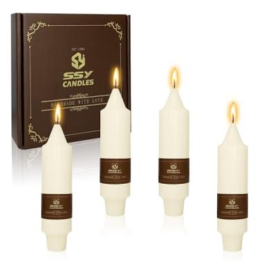 Imagem de Vela cônica marfim 12,7 cm castiçais curtos sem cheiro sem gotejamento, mesa sem fumaça, para decoração de casa, festa de casamento, jantar