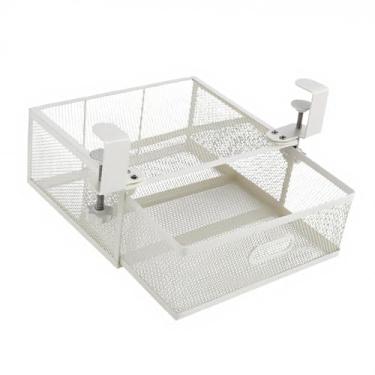 Imagem de DimyFew Organizador de Malha para Gavetas Embaixo Da Mesa, Prateleira Suspensa com Braçadeira C, Bandeja de Metal para Casa E Escritório, Recipiente, Branco, Tamanho real