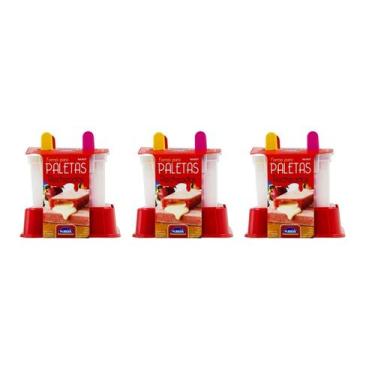 Imagem de Kit 3 Formas De Picolé Com Recheio Paleta Mexicana Plasutil - Plasútil