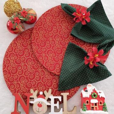 Imagem de Kit Mesa 04 Capas Sousplat 04 Bases 04 Guardanapos 04 Anéis - Criarte 