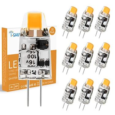 Imagem de I-SHUNFA Lâmpada LED G4, 12V 1,25W, branco quente 2700K, sem cintilação, economia de energia, 110 lm, vida útil de 20.000 horas, para lustres, cozinha, sala de estar, quarto, banheiro, exaustor