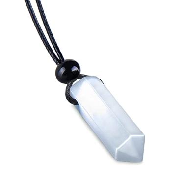 Imagem de Magic Human Colares de cristal - pingentes de ponta de cristal legais - joias boas vibrações - varinhas de olho de gato simuladas fofas - proteção espiritual amuletos de pêndulo - talismãs de energia