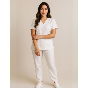 Imagem de Pijama Cirúrgico Feminino Scrub Hospitalar - Per Inquanto, Branco, GG