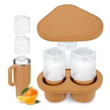 Imagem de 2 peças de molde de silicone para cubos de gelo com tampa, bandeja reutilizável para cubos de gelo de liberação fácil, molde grande de cubo de gelo livre de BPA para congelador, água, suco de uísque