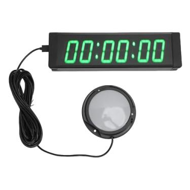 Imagem de Luqeeg Relógio de parede digital de 3 cm com visor de 6 dígitos com visor de LED para academia, três funções, com controle remoto de placa de circuito profissional, para academia, garagem, boxe