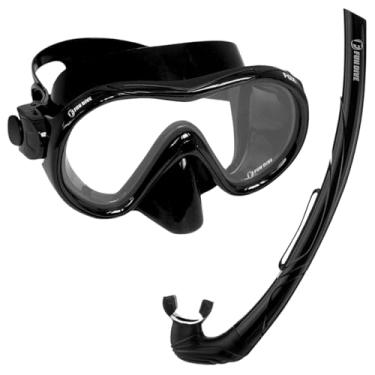 Imagem de Fun Dive Kit Mergulho Profissional, Máscara FOX com Lente Única, Snorkel SK-05 ECO, Silicone Macio, Design Aerodinâmico, para Mergulho, Apneia e Pesca Sub (Preto)