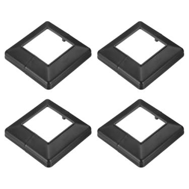 Imagem de PATIKIL Manga de poste de 8 x 8 cm, capa de base de plástico envoltório de coluna estilo dividido manga de vinil para varanda de mão de madeira cerca deck escadas trilhos - 8 peças (preto)
