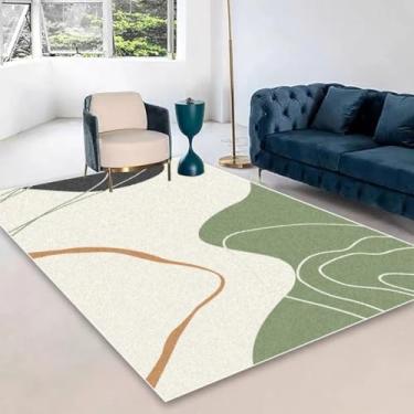 Imagem de Tapete grande, macio e fofo, verde e creme, para quarto, sala de estar, escritório, sala de estar, decoração de casa (180 x 200 cm (70 x 78 pol.)/hxx-250815001001)