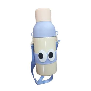 Imagem de Garrafa Térmica 550ml com Olhos Divertidos - Aço Inoxidável, Isolamento Térmico e Tampa Prática para Bebidas Quentes e Frias (amarelo)