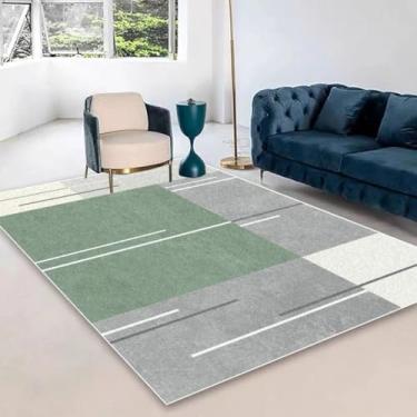 Imagem de Tapete grande, macio e fofo, verde e creme, para quarto, sala de estar, escritório, sala de estar, decoração de casa (180 x 200 cm (70 x 78 pol.)/hxx-250815001009)