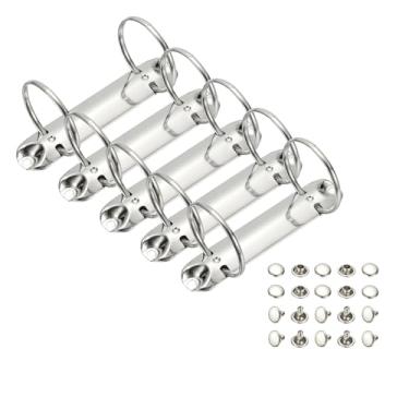 Imagem de PATIKIL B7 Mecanismos de fichário de 2 furos, conjunto de 5 anéis de 2,5 cm, agendador de fichário de substituição de folhas soltas para organizadores, acessórios de pasta de armazenamento de papel de