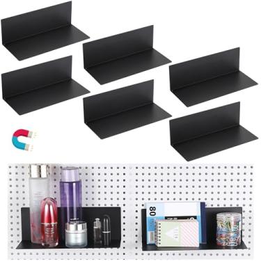 Imagem de Kokone Pacote com 6 prateleiras magnéticas de quadro para armazenamento ou exibição, prateleiras planas de 25 x 10 cm para quadro de pregadores, acessórios de parede para quadro, bandeja de aço para