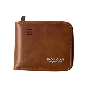 Imagem de Carteira Masculina Estilosa Moderna com Porta Moedas, Cartões e Bolso Interno com Zíper Ideal para o Dia a Dia Compacta Segura e Prática (Marrom)