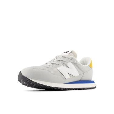 Imagem de New Balance Tênis infantil 237 V1 com cadarço, Cinza brilhante/ágata azul, 17