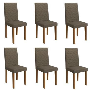 Imagem de Kit 6 Cadeiras De Jantar Estofadas 43,5cm Multimóveis CR50220 Cacau