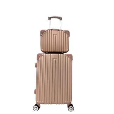 Imagem de kit de Mala De Viagem 10 KG 9KG 4 Roda Gira 360 Grau Fibra + Frasqueira codigo:2324(ROSE,N18: 53X 33x23)