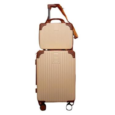 Imagem de Mala de Bordo Viagem + Frasqueira | Cadeado Numérico 360° Entrada Usb(Bege c/Marrom)