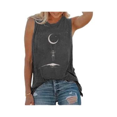 Imagem de Camiseta Feminina Soltinha Sem Mangas - Gola Redonda com Estampa Engra