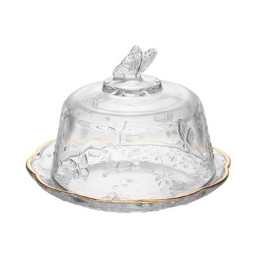 Imagem de LYOR - Queijeira com Tampa New Butterfly com Fio de Ouro 19,5cm x 12,5cm Cristal Ecológico