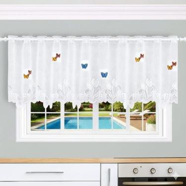 Imagem de Cortina Cascata Bando Borboleta Sortida 0,75X2,60 - Beija Flor, Branca