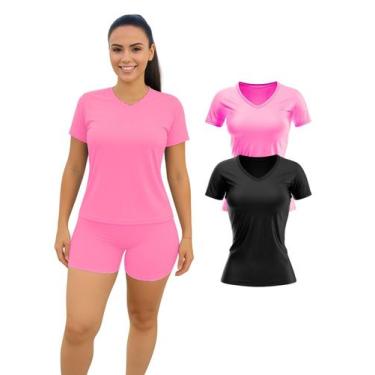Imagem de Kit 2 Camiseta Manga Curta Dryfit Fitness Academia - Rcv Store, G, Ros