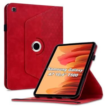 Imagem de Varohix Capa para Samsung Galaxy Tab A7 10,4 polegadas modelo 2020 (SM-T500/T505/T507), capa protetora de couro PU com rotação de 360 graus com hibernar/despertar automático, suporte para cartão e