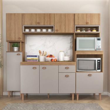 Imagem de Cozinha Compacta Marti 9 Portas 1 Gaveta Marrom/Marrom Claro - Fellicci