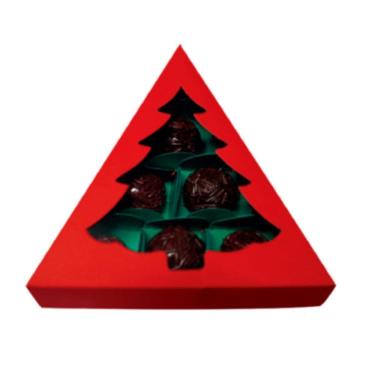 Imagem de Caixa Arvore Natal - Chocolate Bombom - Liso Vermelho 1Un