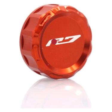 Imagem de Acessórios de motocicleta CNC tampa do reservatório de fluido de freio traseiro tampa do cilindro compatível com Y&AMAHA YZF R7 YZF-R7 YZFR7 2021 2022 2023 2024 (laranja)
