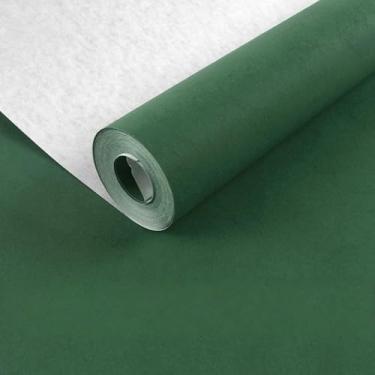 Imagem de ESSMOKO Papel de parede moderno estilo nórdico seda não tecido papel de parede não autoadesivo quarto sala de estar escritório decoração de fundo adesivos verde escuro 53 * 950 cm