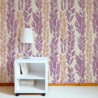 Imagem de ESSMOKO Papel de parede colorido planta flor hidrosol papel de parede sala de estar quarto escritório fundo decorativo adesivo de parede roxo videira 45 * 600 cm