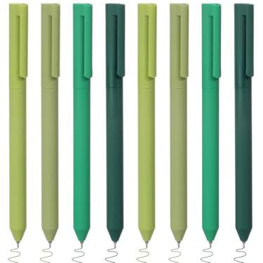 Imagem de Mabor 8 canetas coloridas para anotações, canetas verdes com tinta verde, ponta fina de 0,5 mm, caneta de gel de escrita lisa multicolorida para suprimentos de marcação de diário