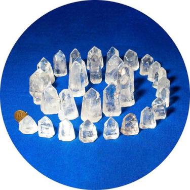 Imagem de 100 Pontas de Cristal Polido Liso Natural Média 40mm Classe B - Crista