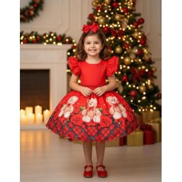 Imagem de Vestido Vermelho Ursinho Flores Natal - BANANA CLUB, 14