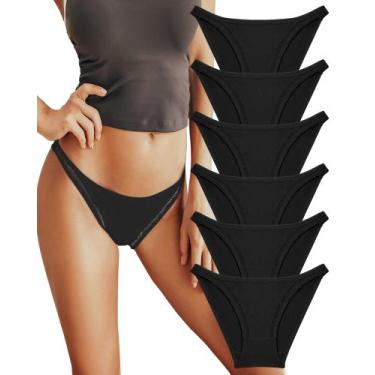 Imagem de Roupa íntima FINETOO String de algodão de corte alto para mulheres, pa