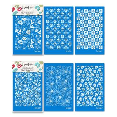 Imagem de Estênceis de tela de seda Keoker Halloween para argila polimérica (6 u