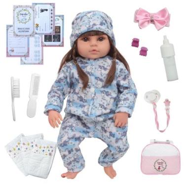 Imagem de Bebe Reborn Realista Valentina Olhos Castanhos Bolsa Itens - Cegonha R
