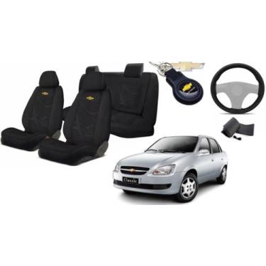 Imagem de Kit Capas Tecido Elegantes para Bancos Classic 2001-2013 + Volante + C