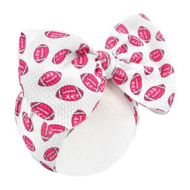 Imagem de YanJie Arcos de futebol rosa de 17,8 cm para bebês meninas, faixas de cabelo rosa para recém-nascidos, crianças, esportes, meninas, acessórios de cabelo para o dia de jogo, roupa de Super Bowl