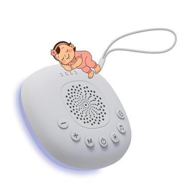 Imagem de Máquina de som de ruído branco com luz da MMOBIEL - 20 sons suaves, temporizador, recarregável por USB-C - calmante compacto para bebês, crianças e adultos com luz quente e LED multicolorido, loop de