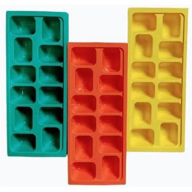 Imagem de Forma de Gelo 12 Cubos Verde/Salmão/Amarelo - Xplast