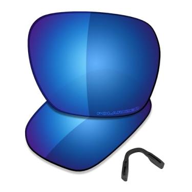 Imagem de SAUCER Lentes de reposição premium e protetores de nariz para óculos de sol Oakley Parlay OO4143 de alta definição - Azul meia-noite polarizado