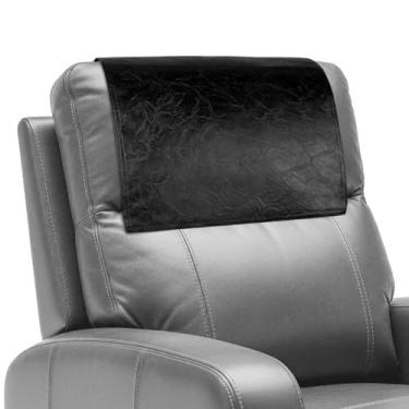 Imagem de Xmntdo Protetor de encosto de cabeça reclinável, antiderrapante, impermeável, capa de encosto de cabeça reclinável de couro para sofá, móveis, sala de estar, cadeira de escritório (preto)