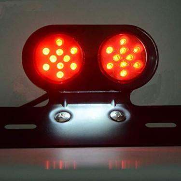 Imagem de YIBO Luz traseira traseira de motocicleta luz de matrícula redonda 12V 20 LED Cafe Racer Stop Brake Lamp para Harley Chopper Bobber personalizado